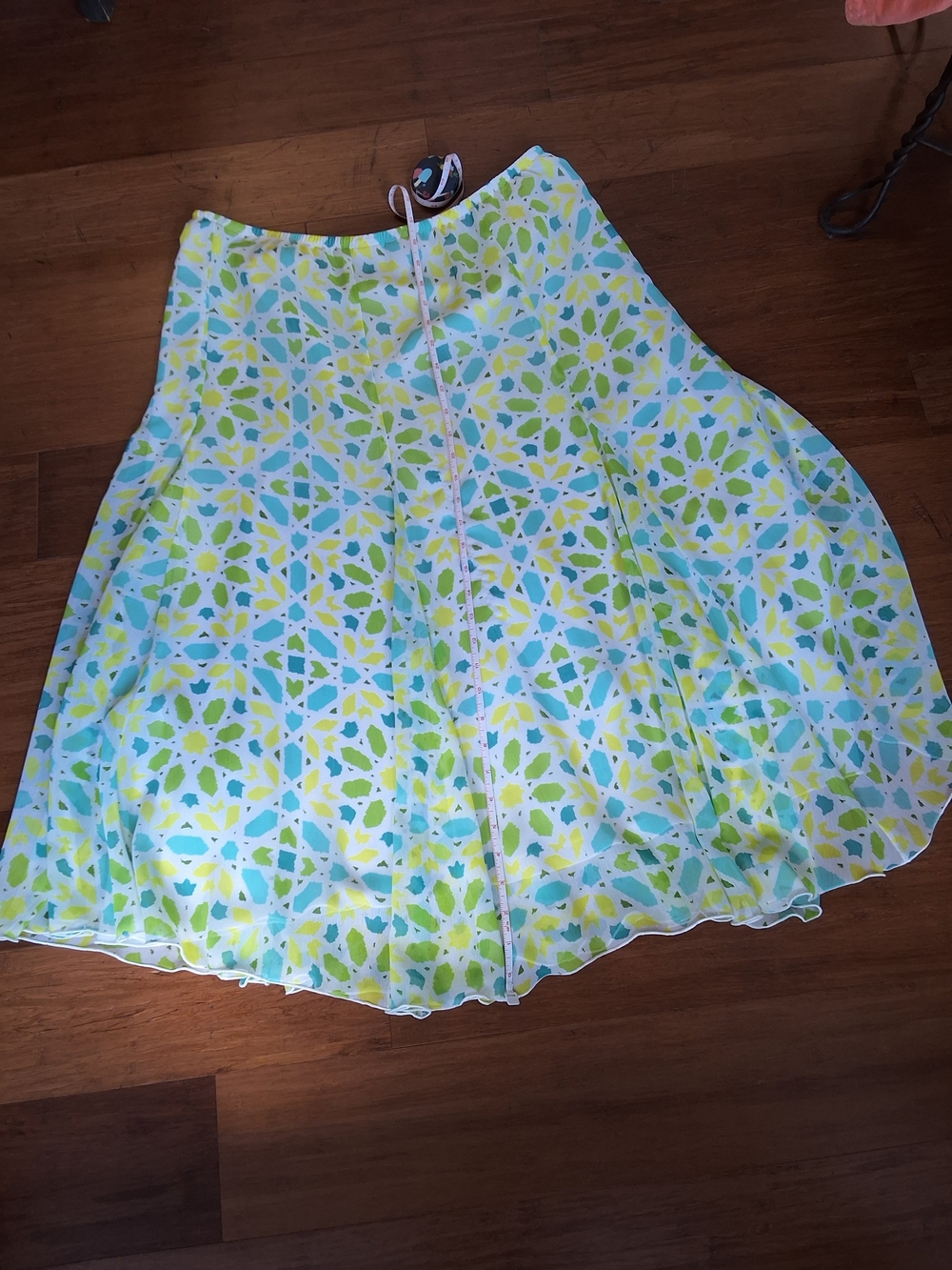 Ruby Rd. Midi Skirt in Aqua and Lime Geometric Print